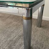 Vintage coffee table in brass and chrome metal from the 70s