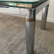 Vintage coffee table in brass and chrome metal from the 70s