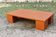 Table basse en cuir cognac, années 80