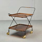 Minimalistic Paul Nagel Teak and Steel Teatrolley. Germany, 1950s