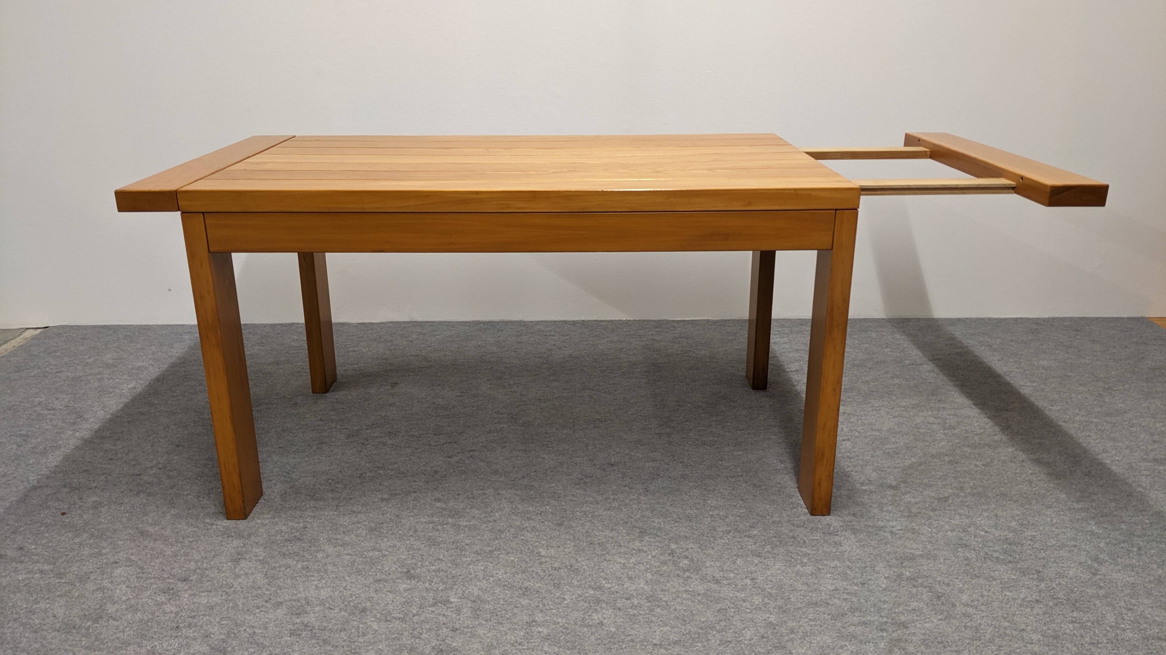 Maison Regain extendable table in solid elm, 70s-80s