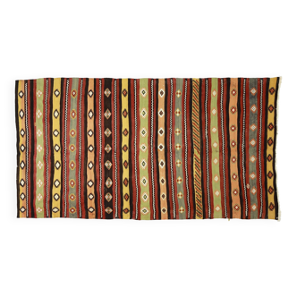 Area kilim rug ,vintage wool turkish handknotted kilim, 296 cmx 160 cm rug