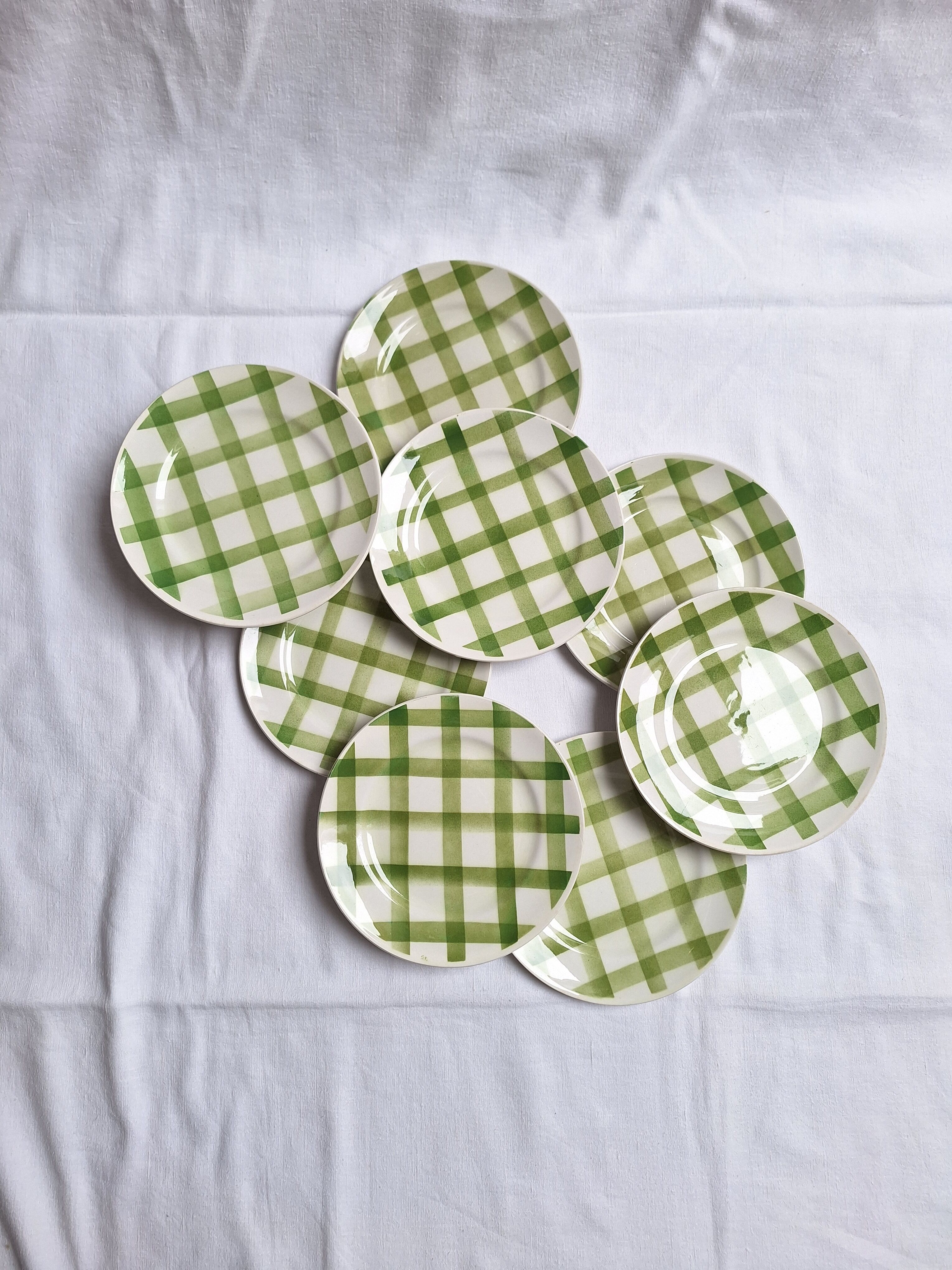 Assiettes à dessert Moulin des Loups - Modèle Nappe vert