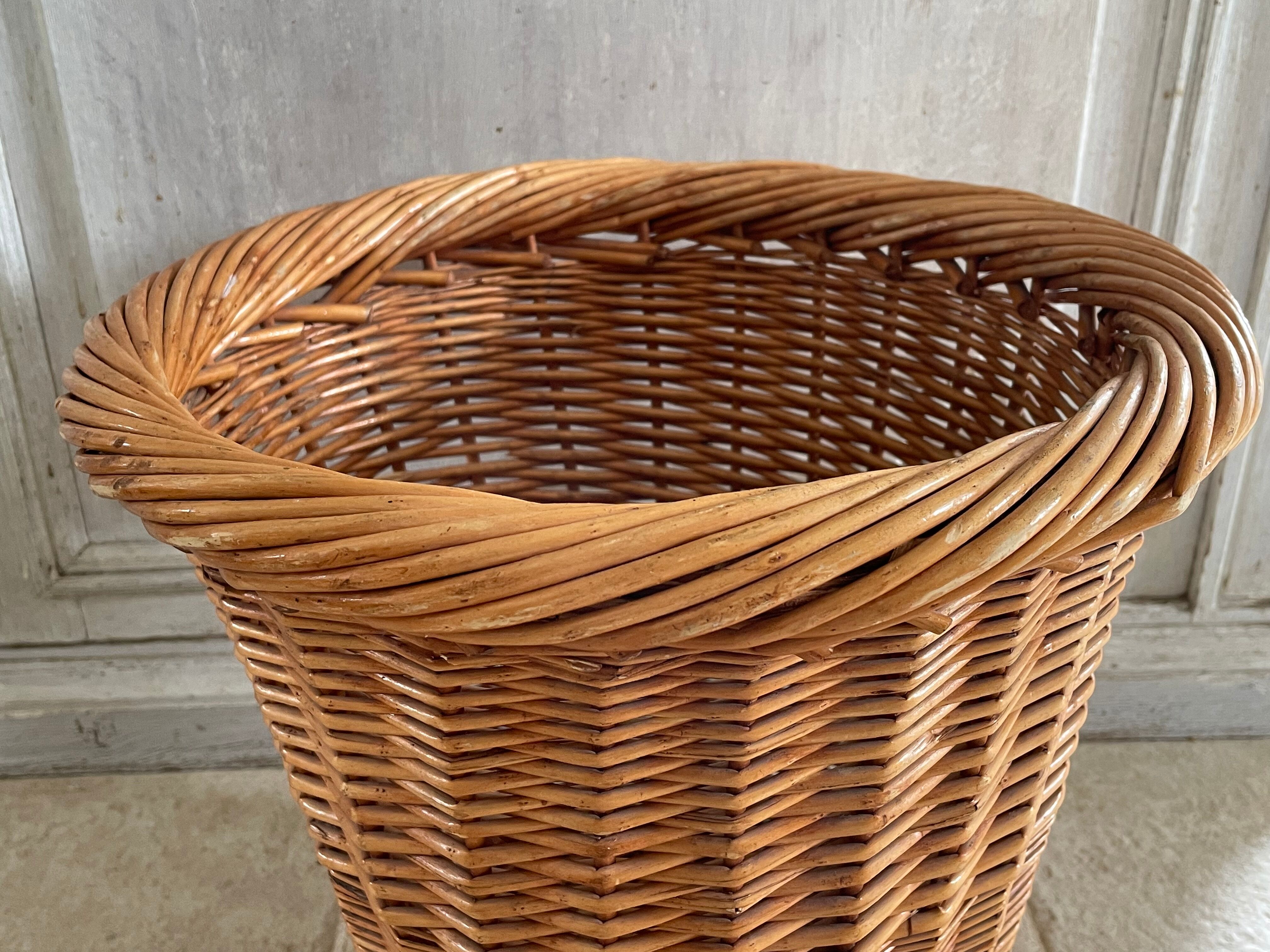 Vintage rattan paper basket