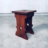 Amsterdam School Design Oak Handle Stool, Netherlands, 1920s