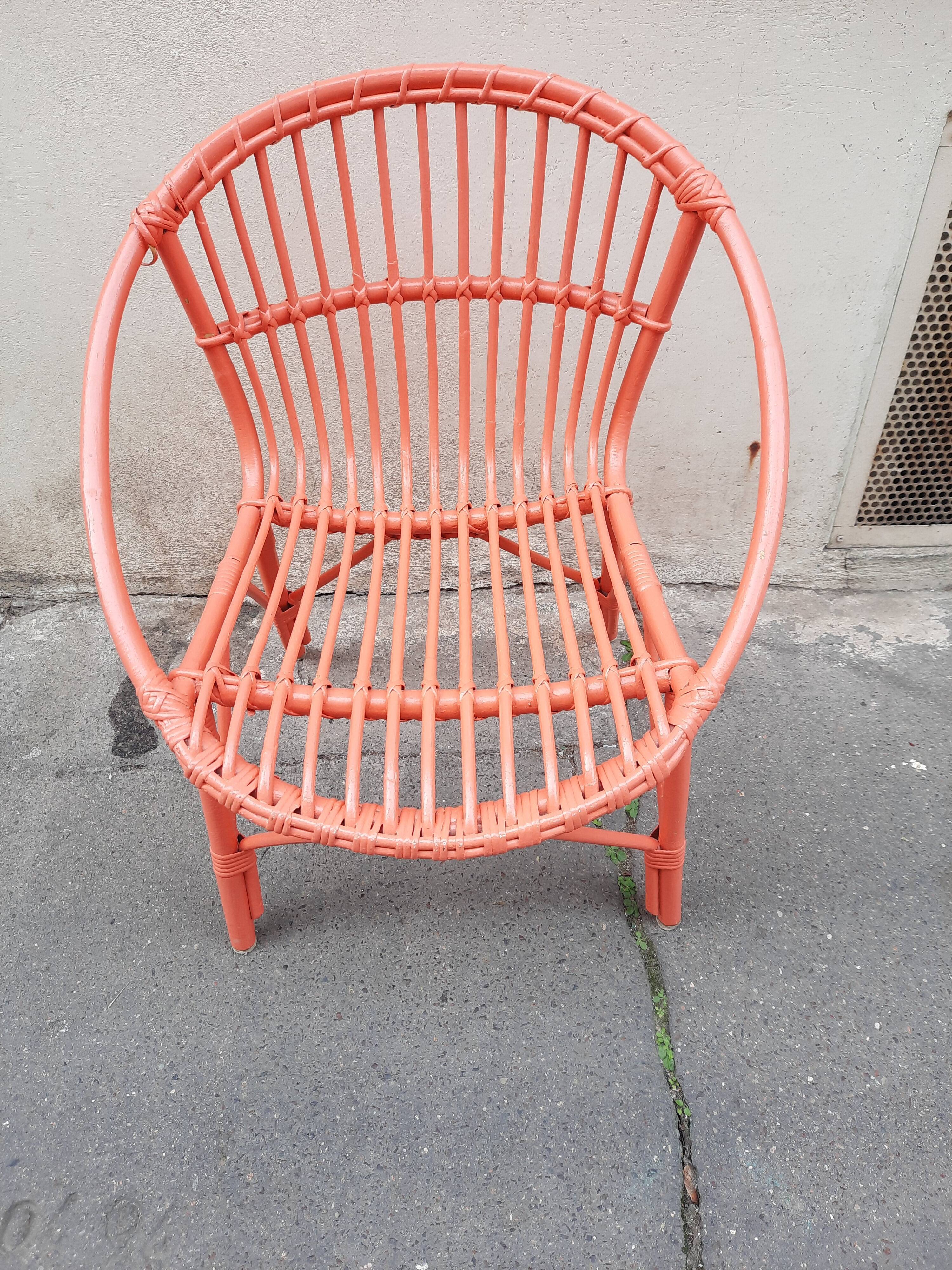 Rattan basket armchair