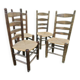 4 chaises Charles Dudouyt paillées design 40-50-60