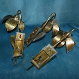 House florart 3 wall lamps vintage brass flowers circa 1960