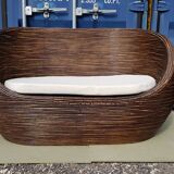 Rattan sofa set and 2 armchairs