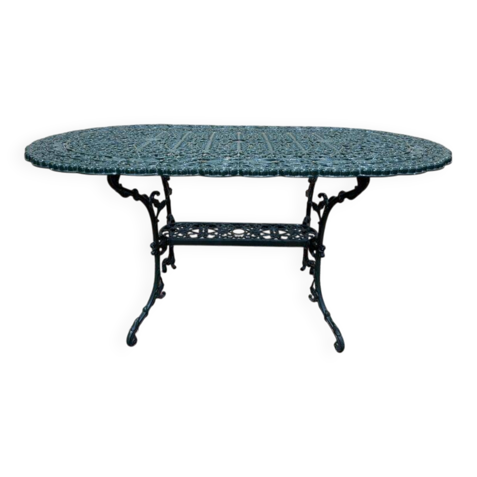 Table de jardin en fer peint style Art Nouveau