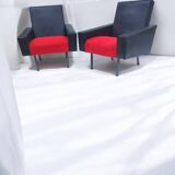 Retro armchair in black and red skai (1)