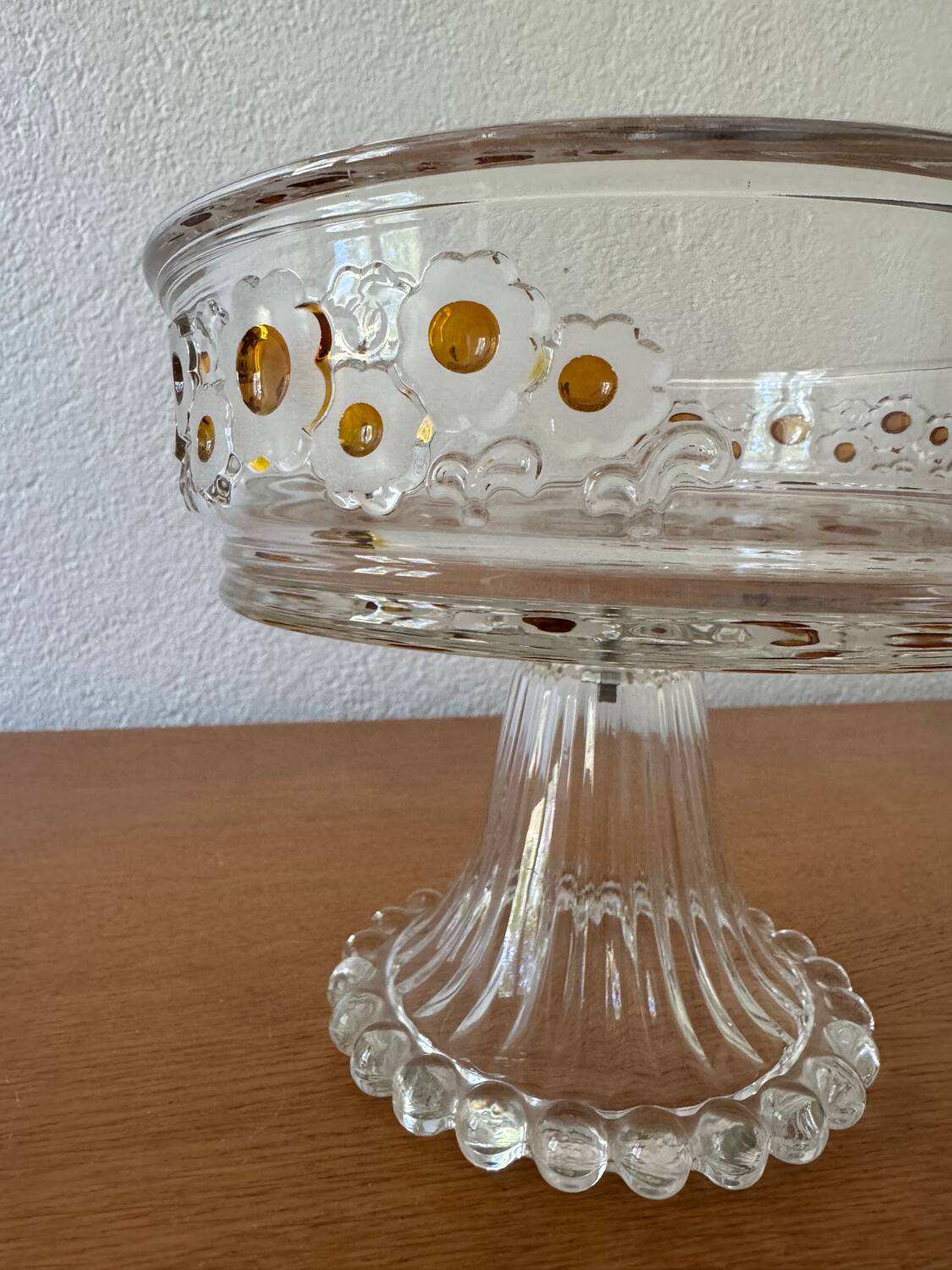 60s crystal glass footed bowl