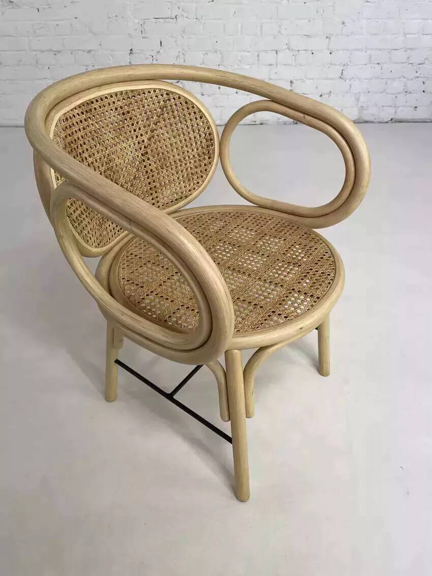 Rattan and cane armchair