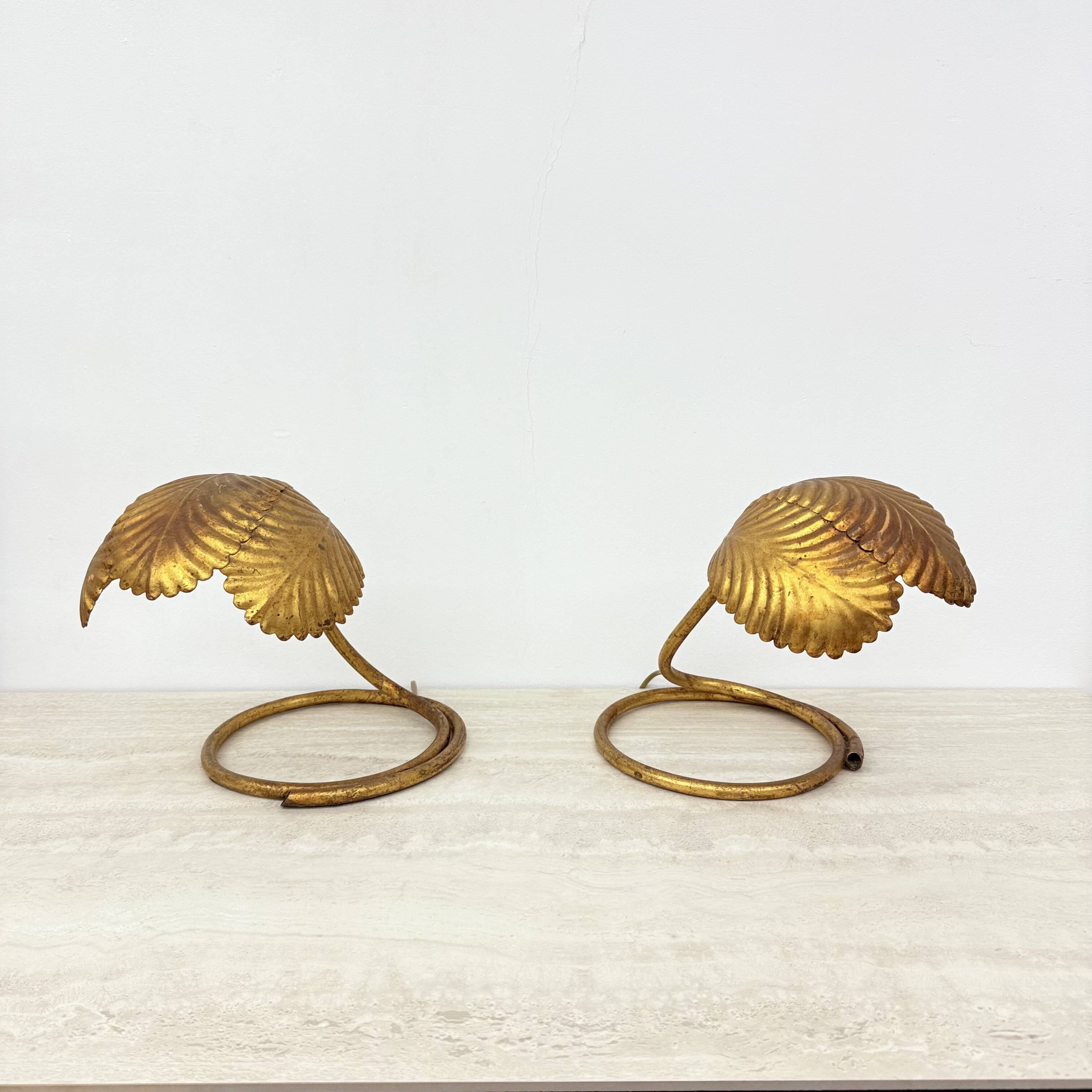 Pair of Mid-century table lamp leaf , 1970s