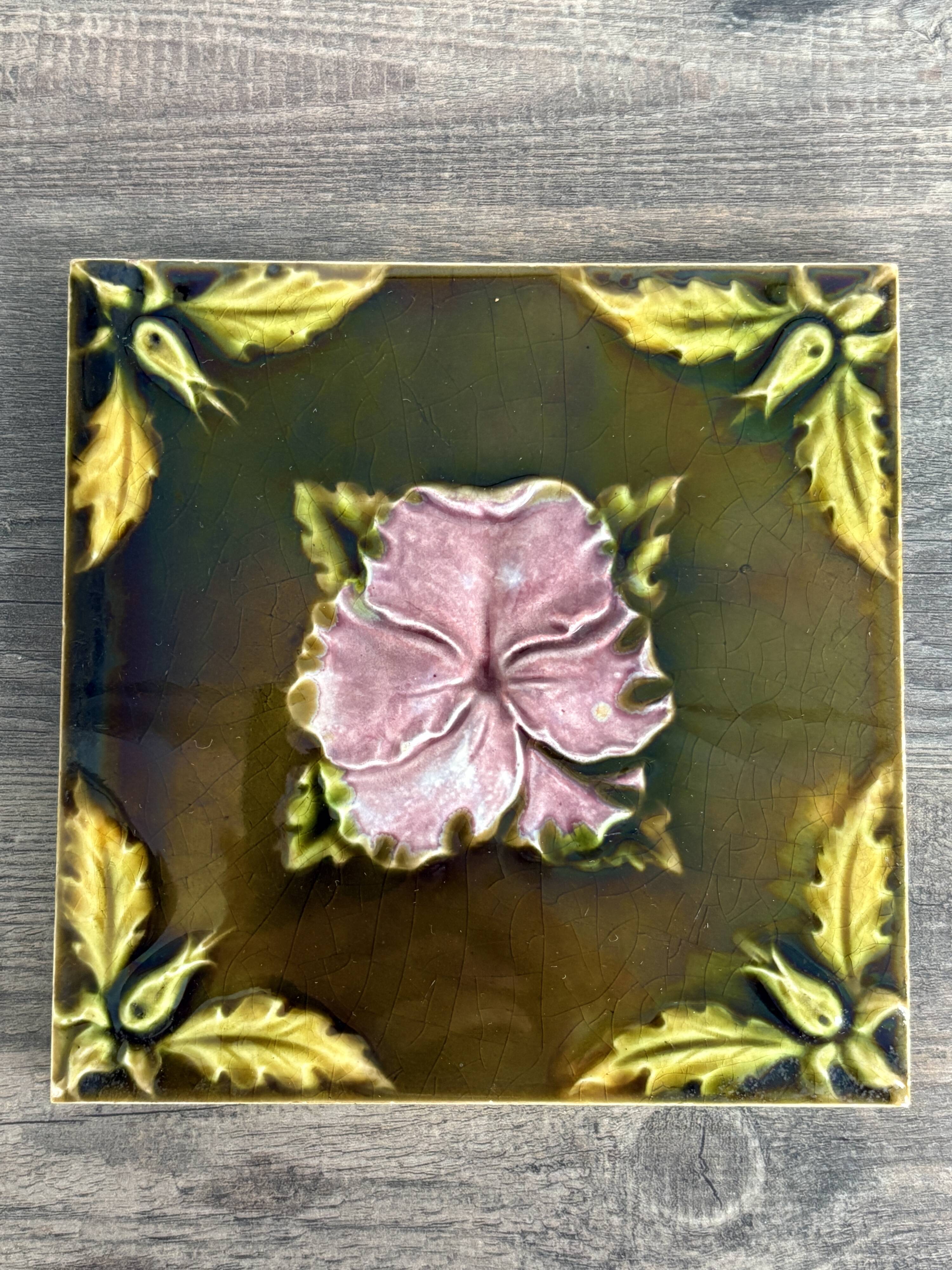 Antique Art Nouveau ceramic tile from 1900