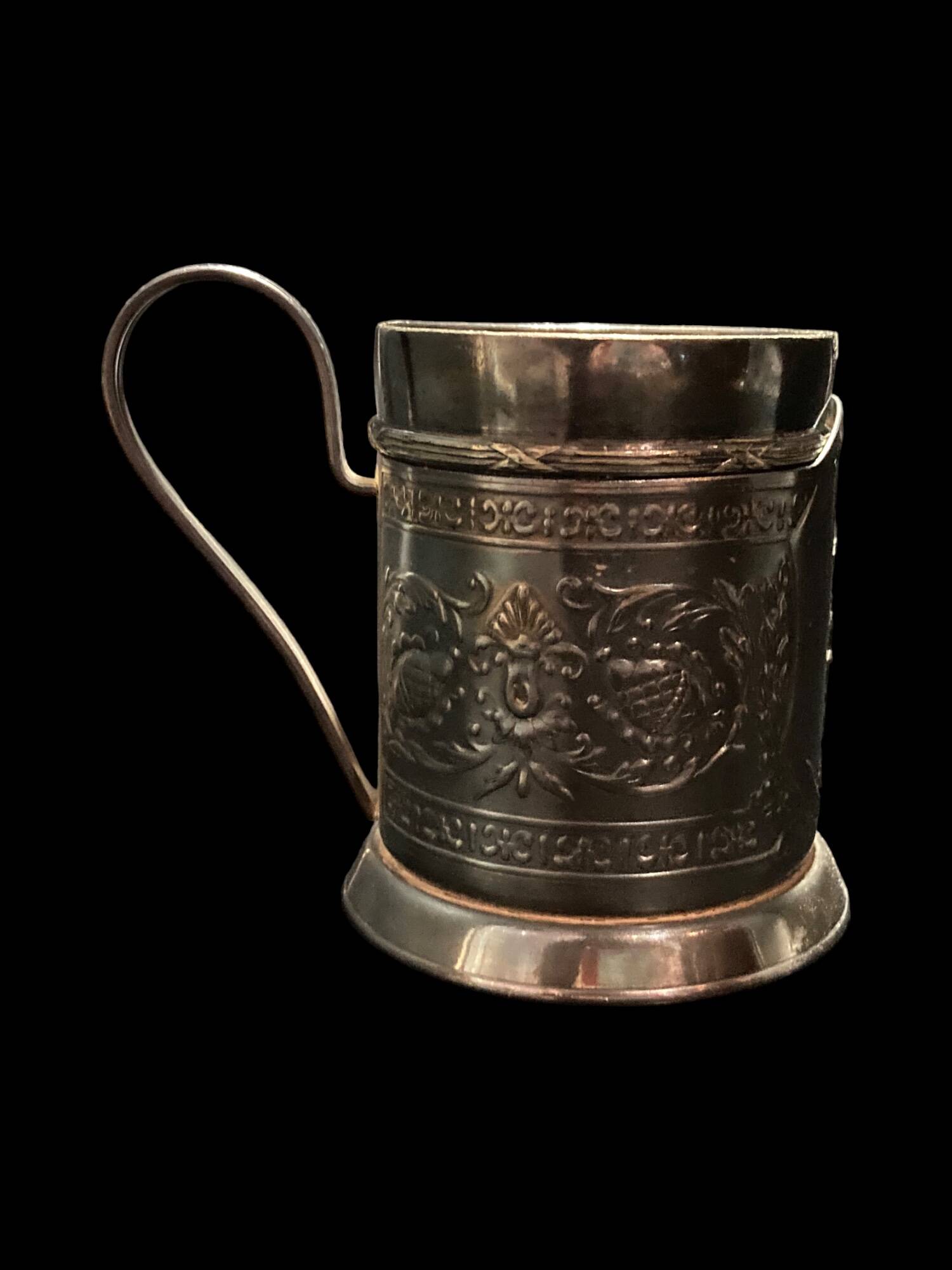 Two silver-plated glasses