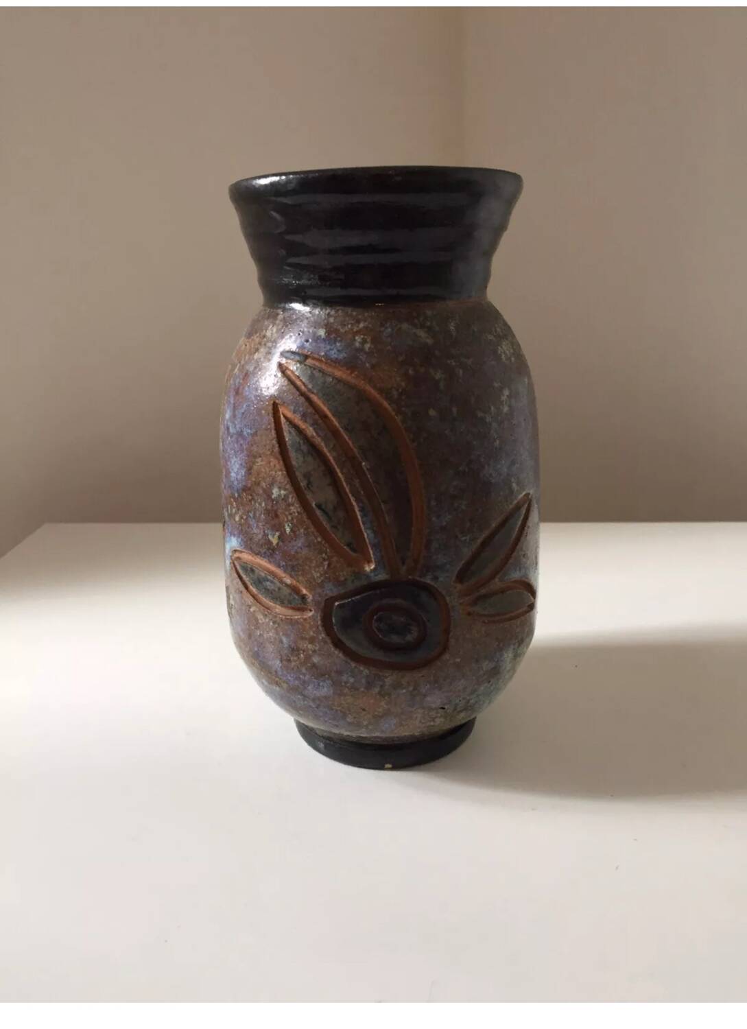 Vase en grès de Bouffioulx vintage signé Dubois