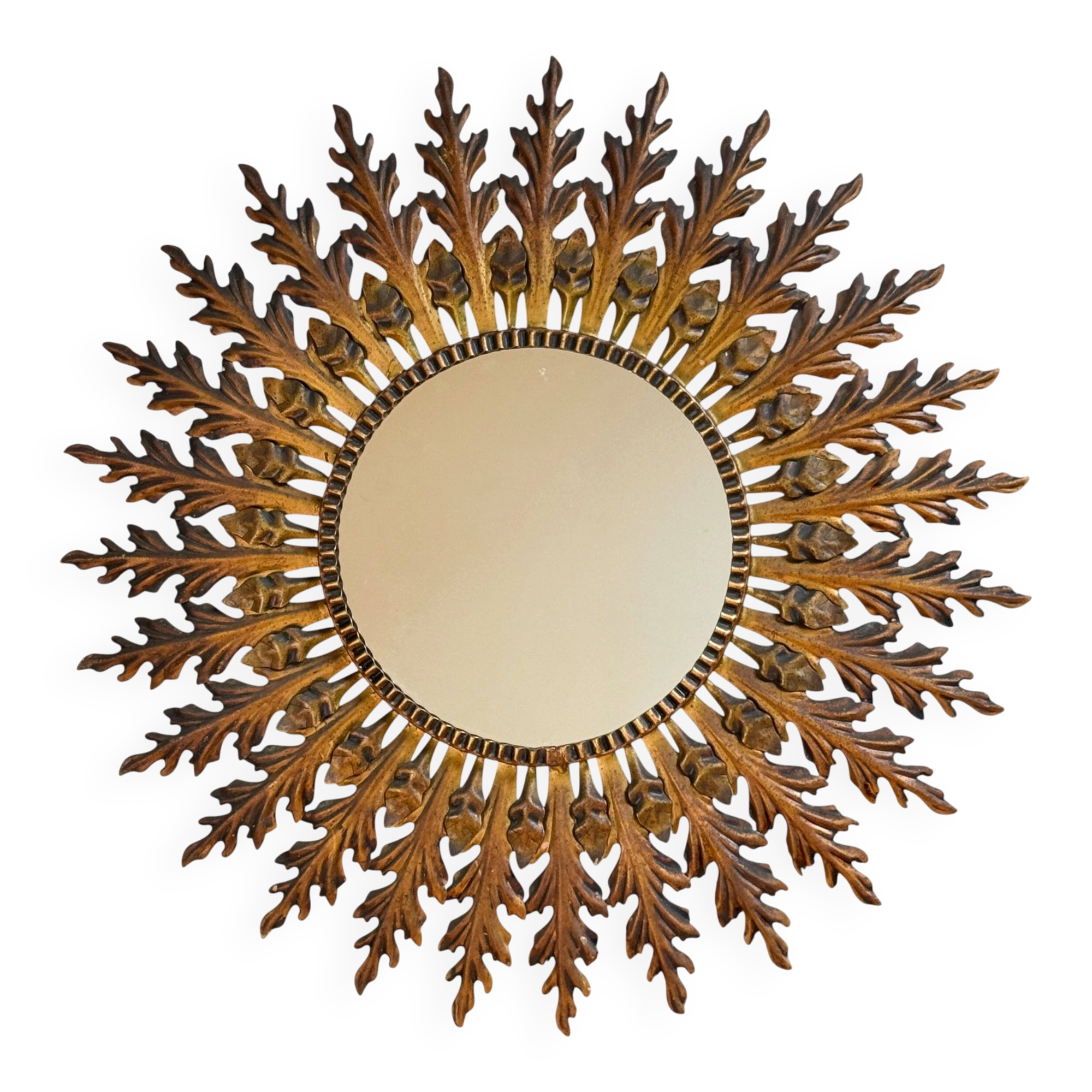 Magnificent sun mirror from the 1950s Italy.