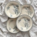 4 Gien ironstone soup plates “Gladiolus”