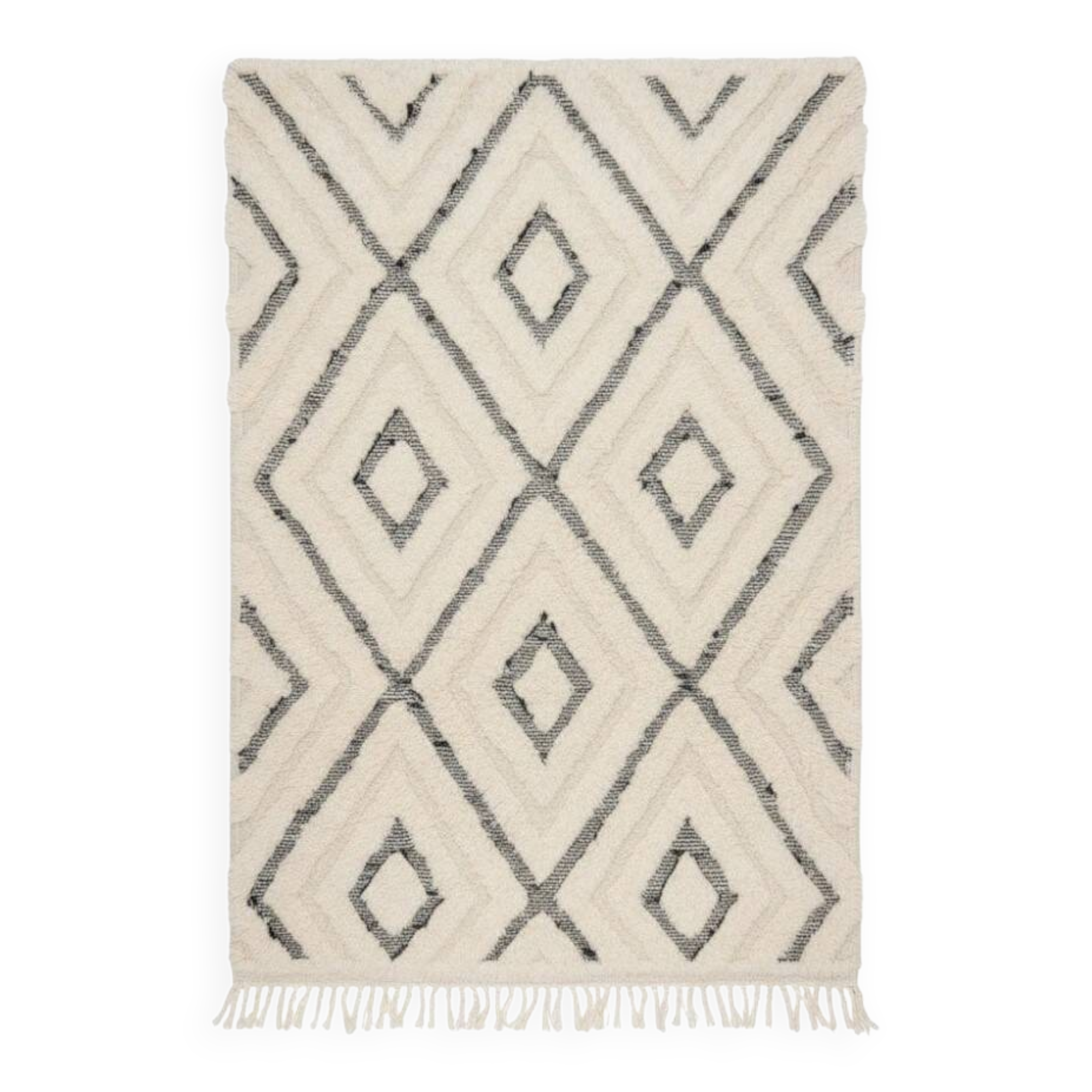 Berber rug with hollow diamonds in wool