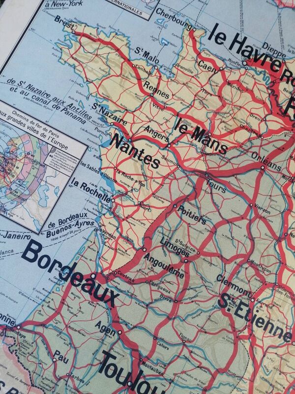 Ancienne carte France Chemins de fer Lablache.