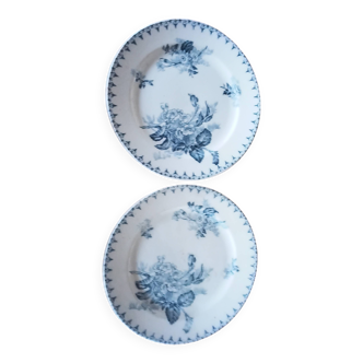 Two antique flat plates from Sarreguemines.