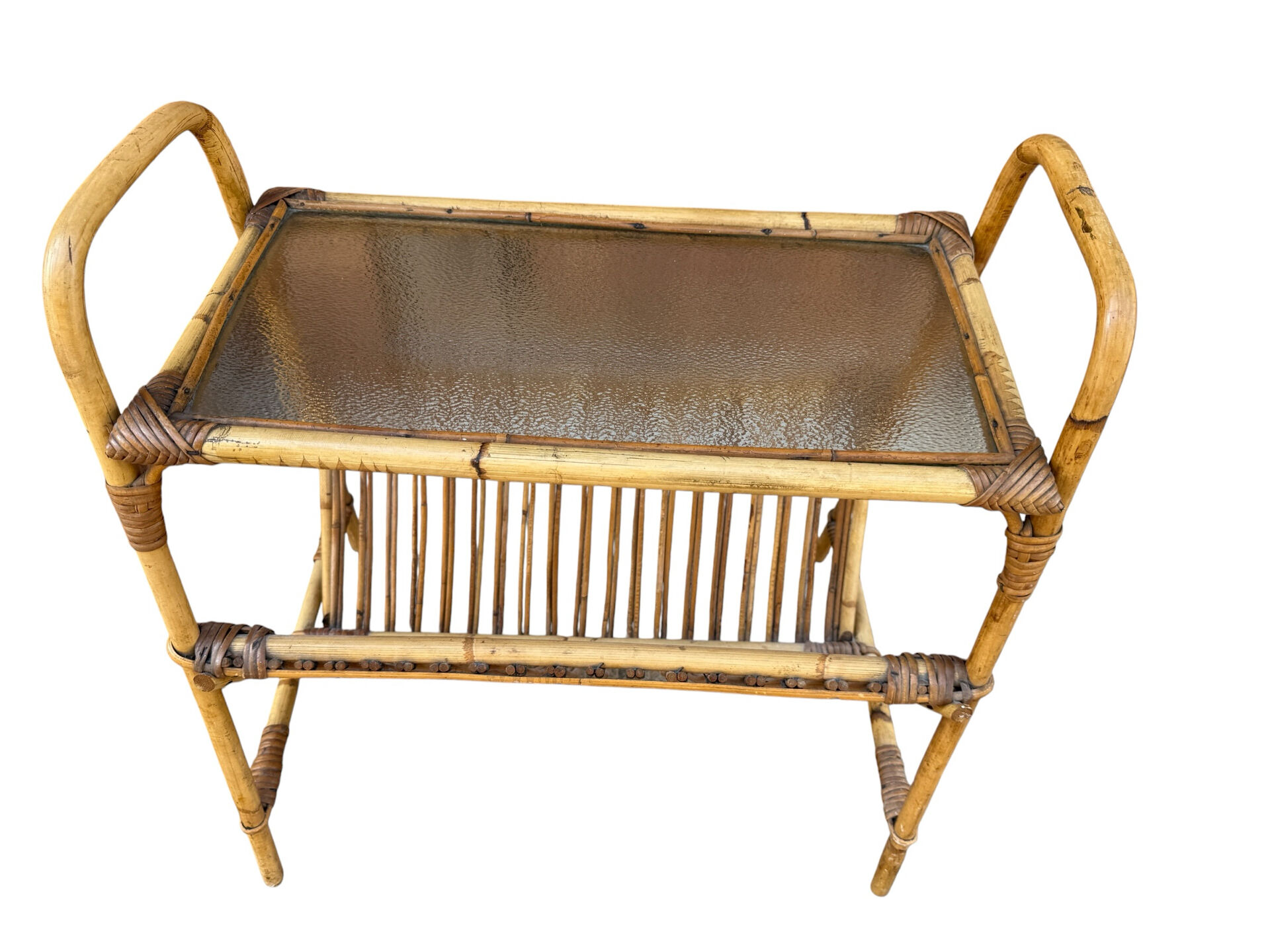 1950s Italian Rattan Side Table