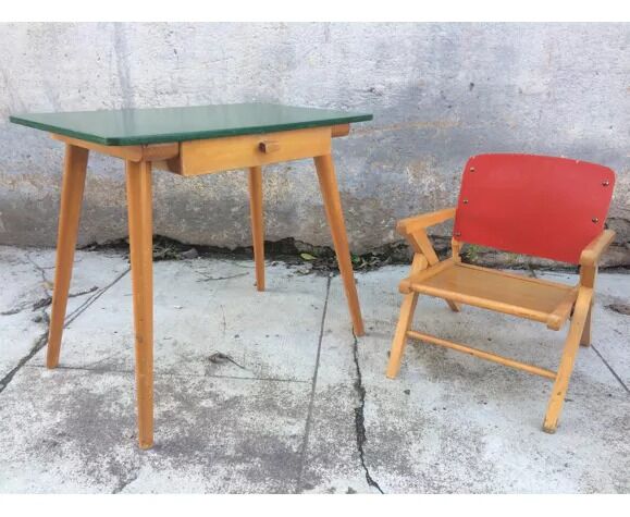 Children's desk Baumann foot compass and chair