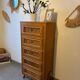 Vintage oak and rattan chest of drawers