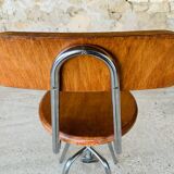 Vintage industrial metal and wood stool with adjustable swivel seat, 1960's