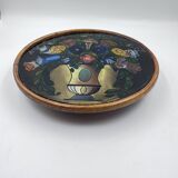Art Deco painted glass pie dish