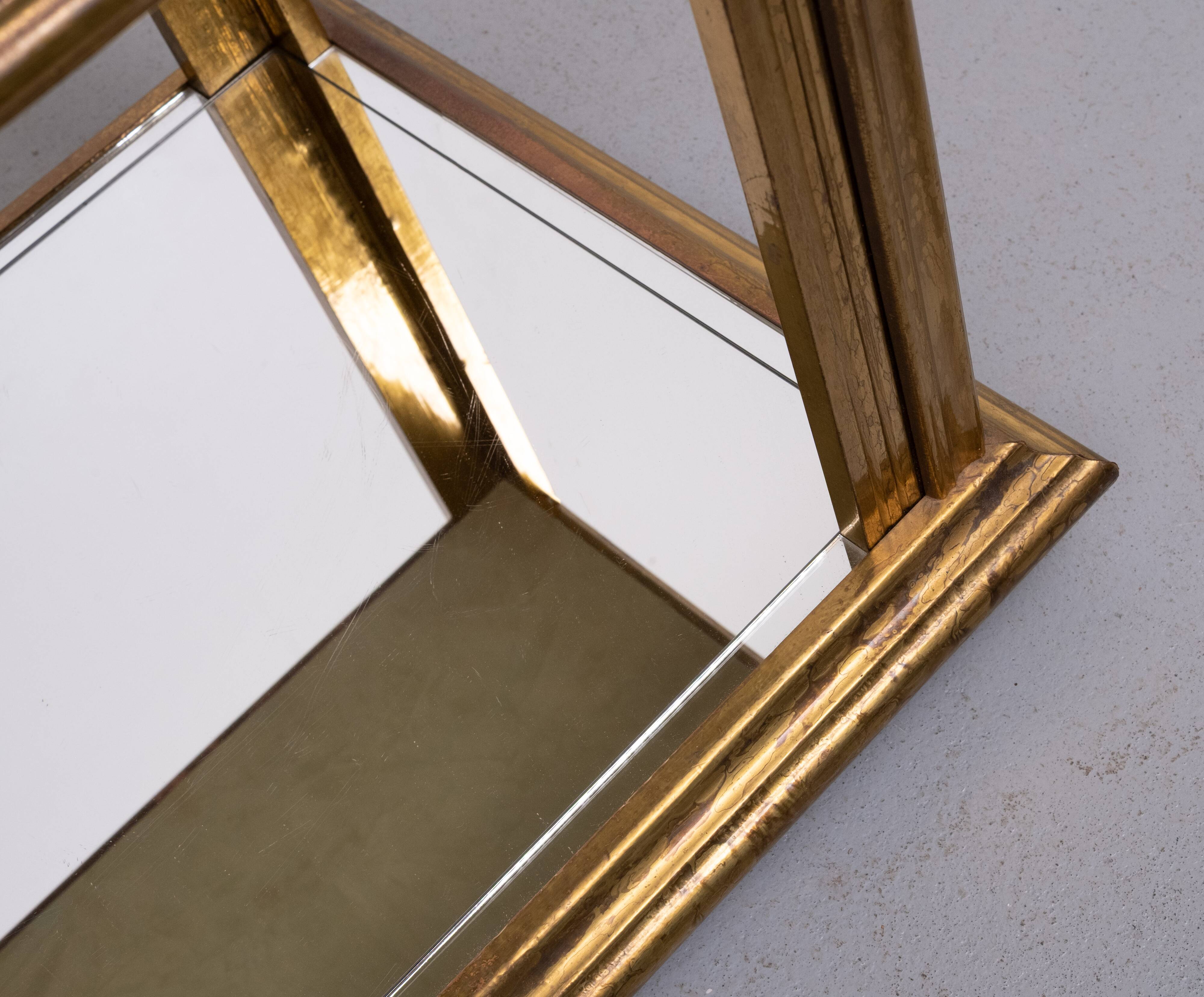 Classic Brass Serving Table Mirror tops Hollywood Regency 1970s France