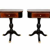 Paire de tables chevet/appoint, acajou,bois noirci,style néoclassiqu