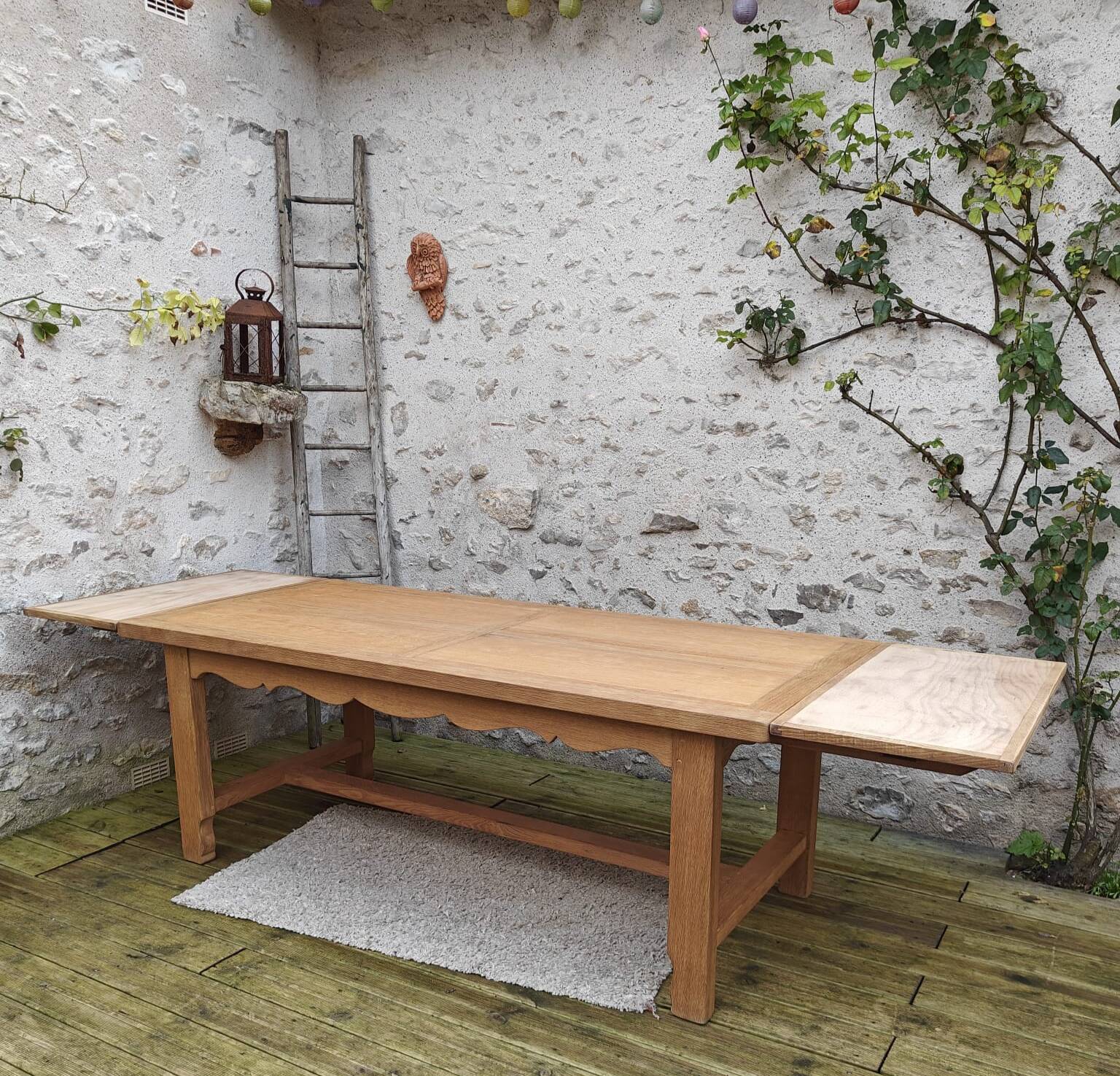 Oak farmhouse table stamped R Trotel