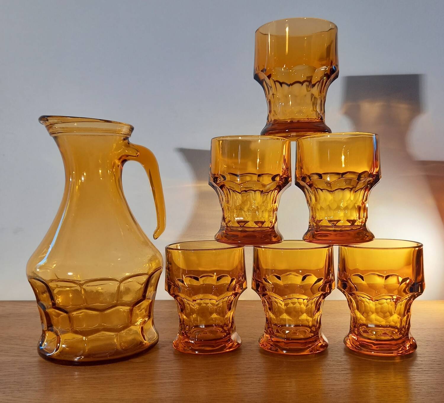 Orangeade service in amber glass