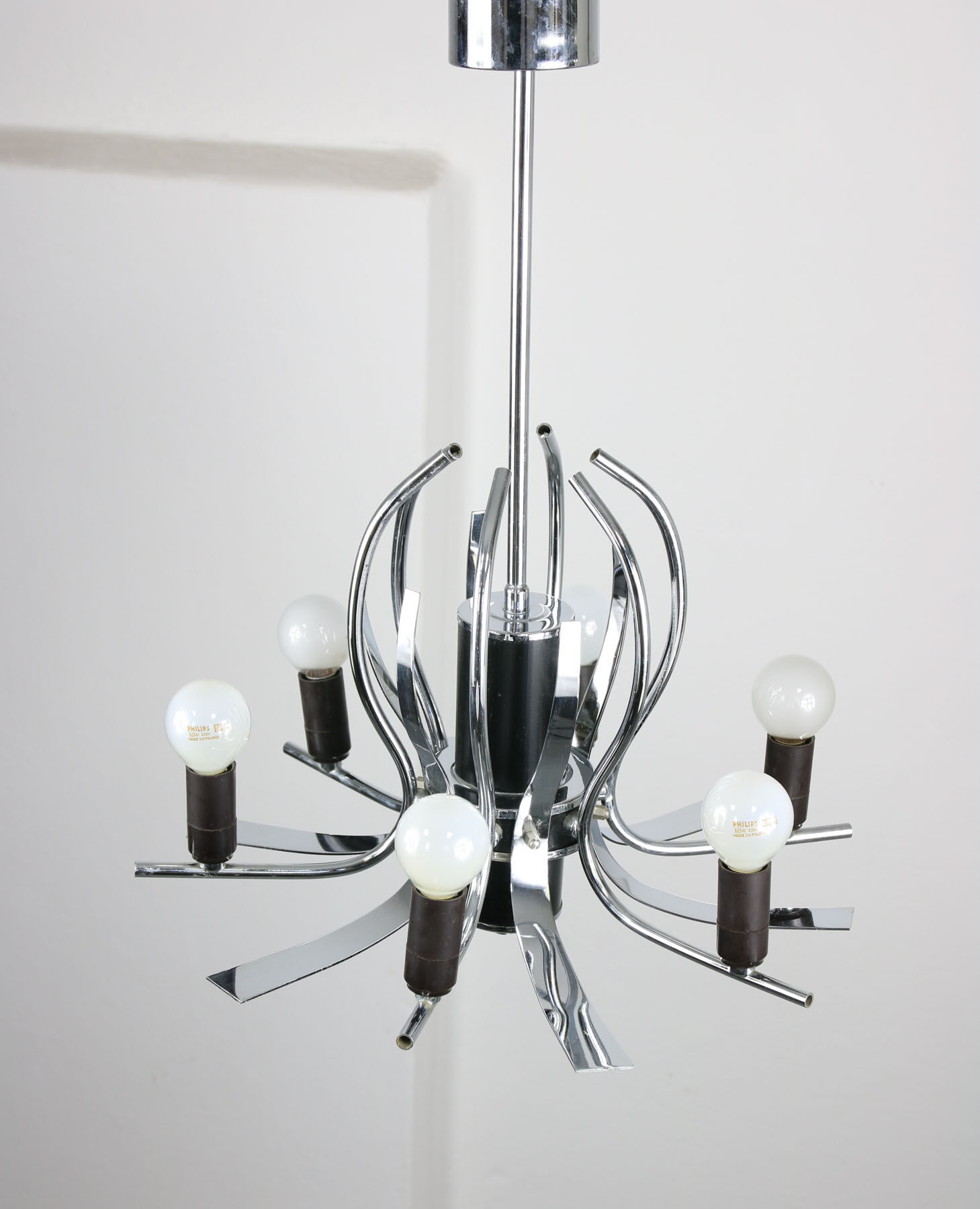 Vintage chrome swan shaped chandelier, 70