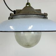 Industrial Blue Enamel Factory Pendant Lamp in Cast Iron from Zaos, 1960s