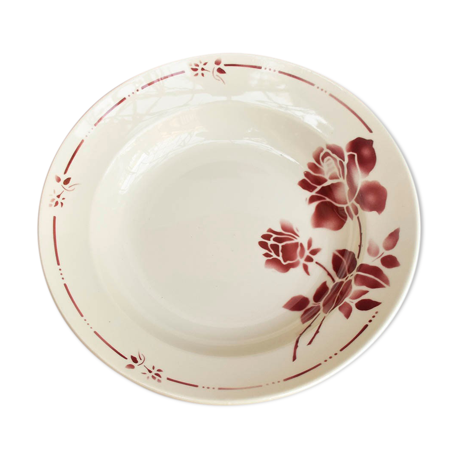 Hollow dish pink flower red ML Mill of vintage Wolves