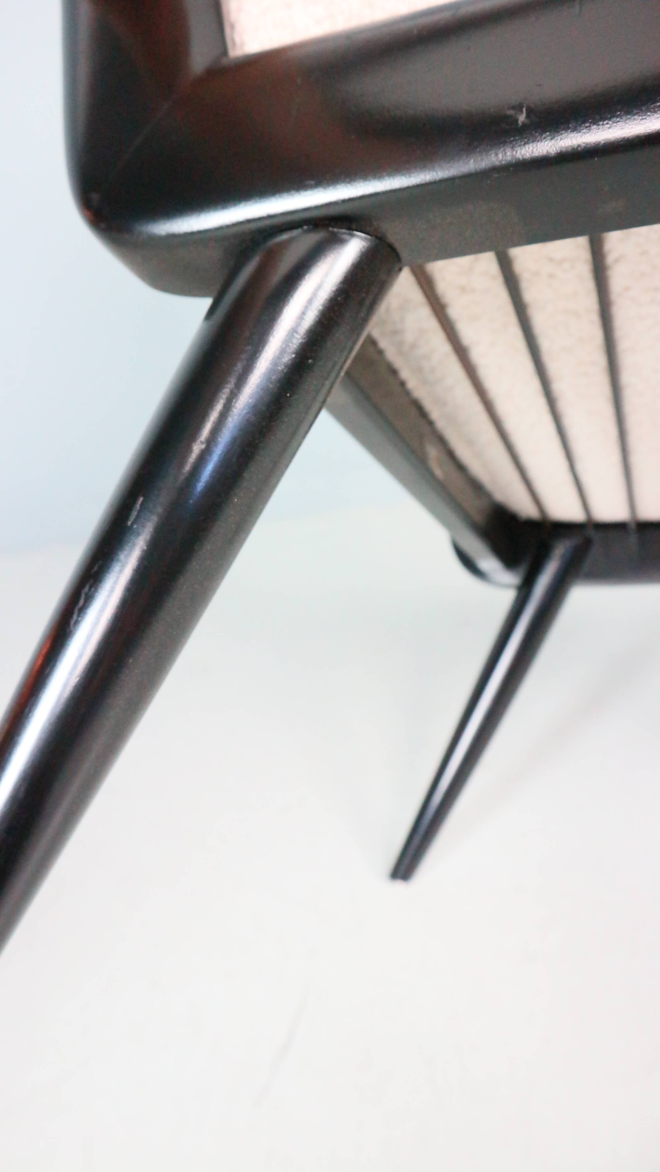 2x 'boomerang' h. mitzlaff, e. schmidt for soloform, bouclé lounge chairs, 1953