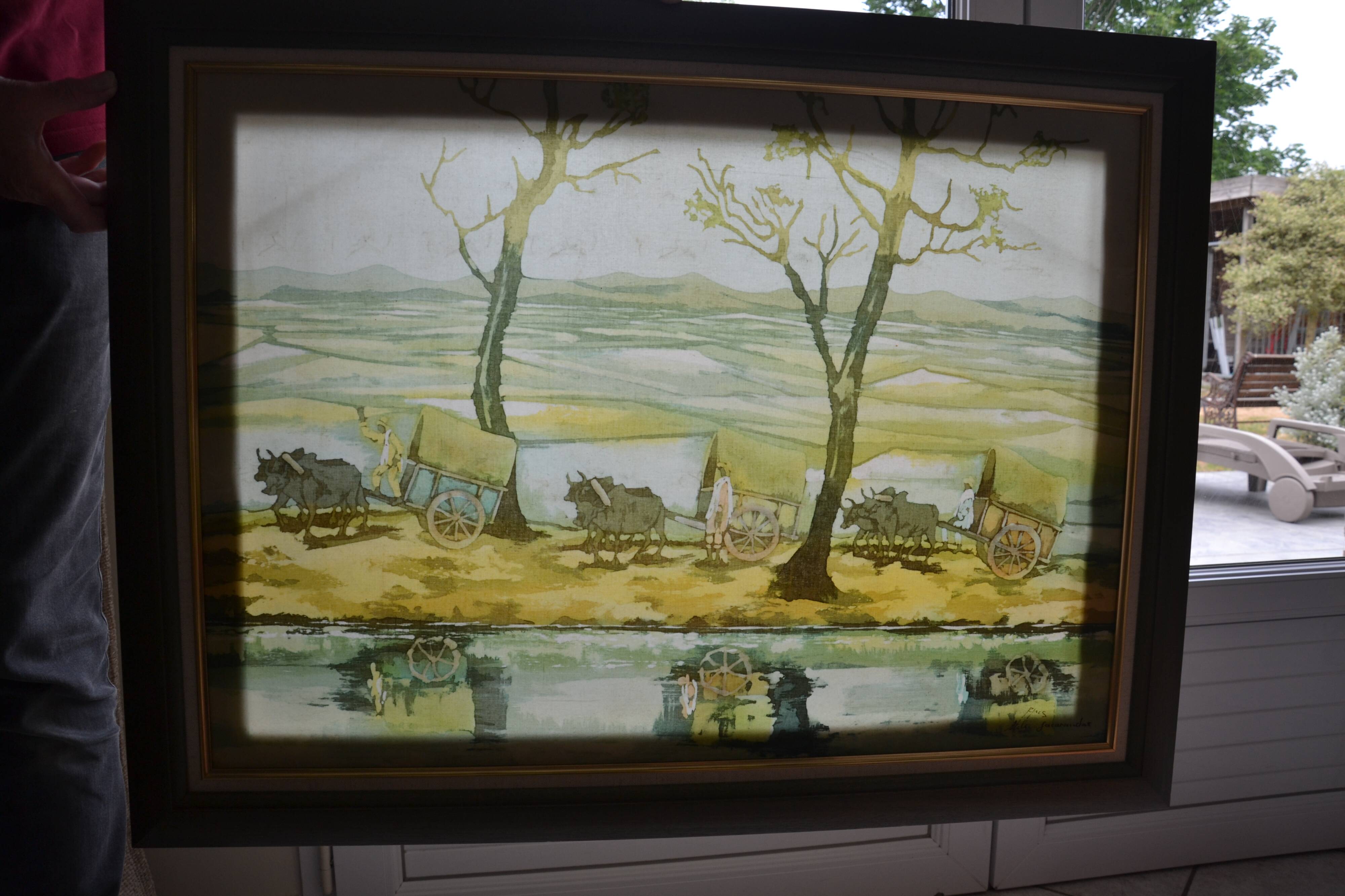 Malagasy silk zebu painting from the 70s