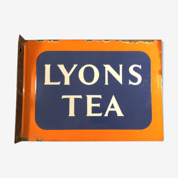 Plaque émaillée publicitaire double face Lyons Tea