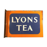 Plaque émaillée publicitaire double face Lyons Tea