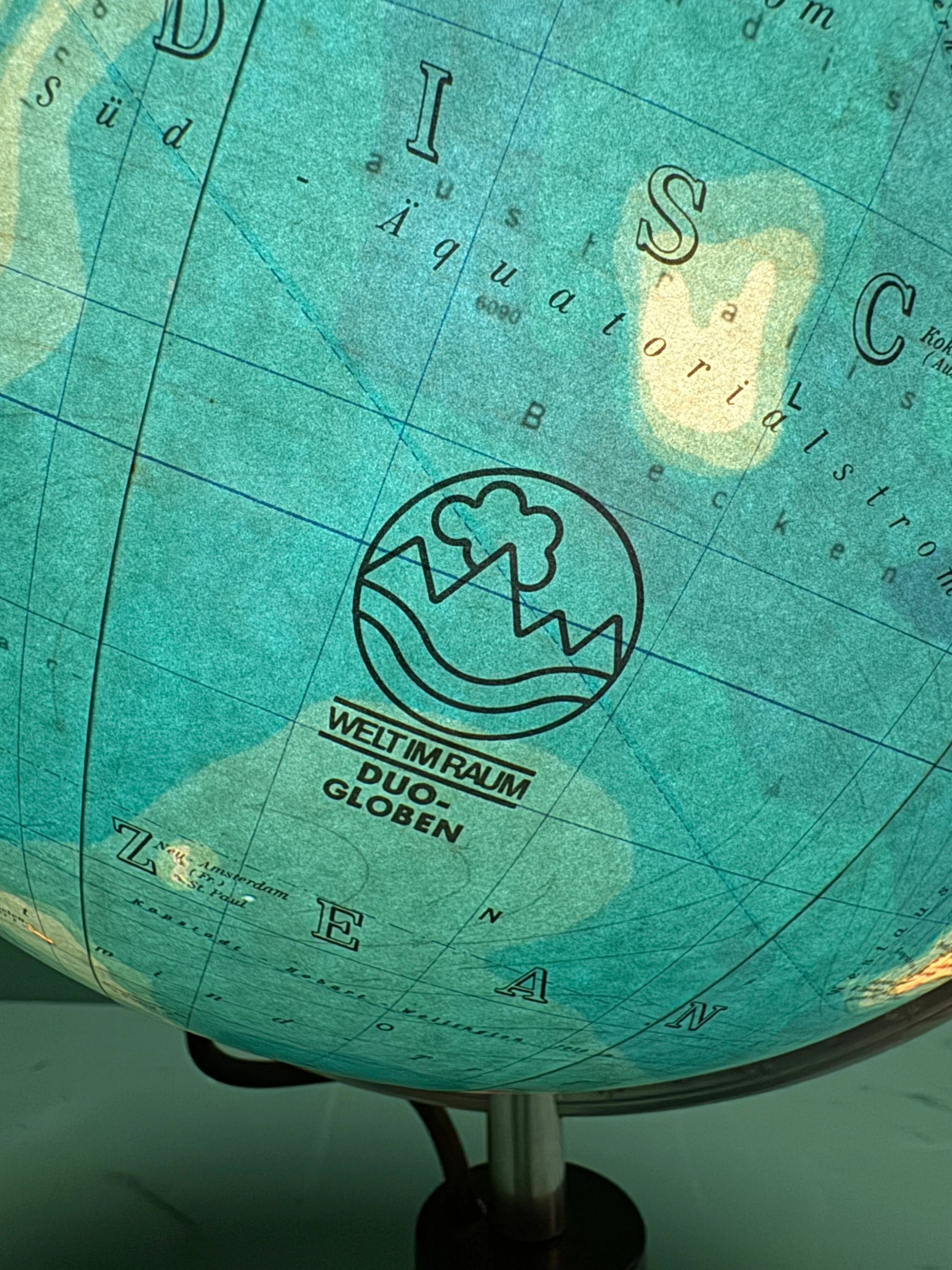 Lampe globe en verre Duo Welt Im Raum vintage des années 1980.