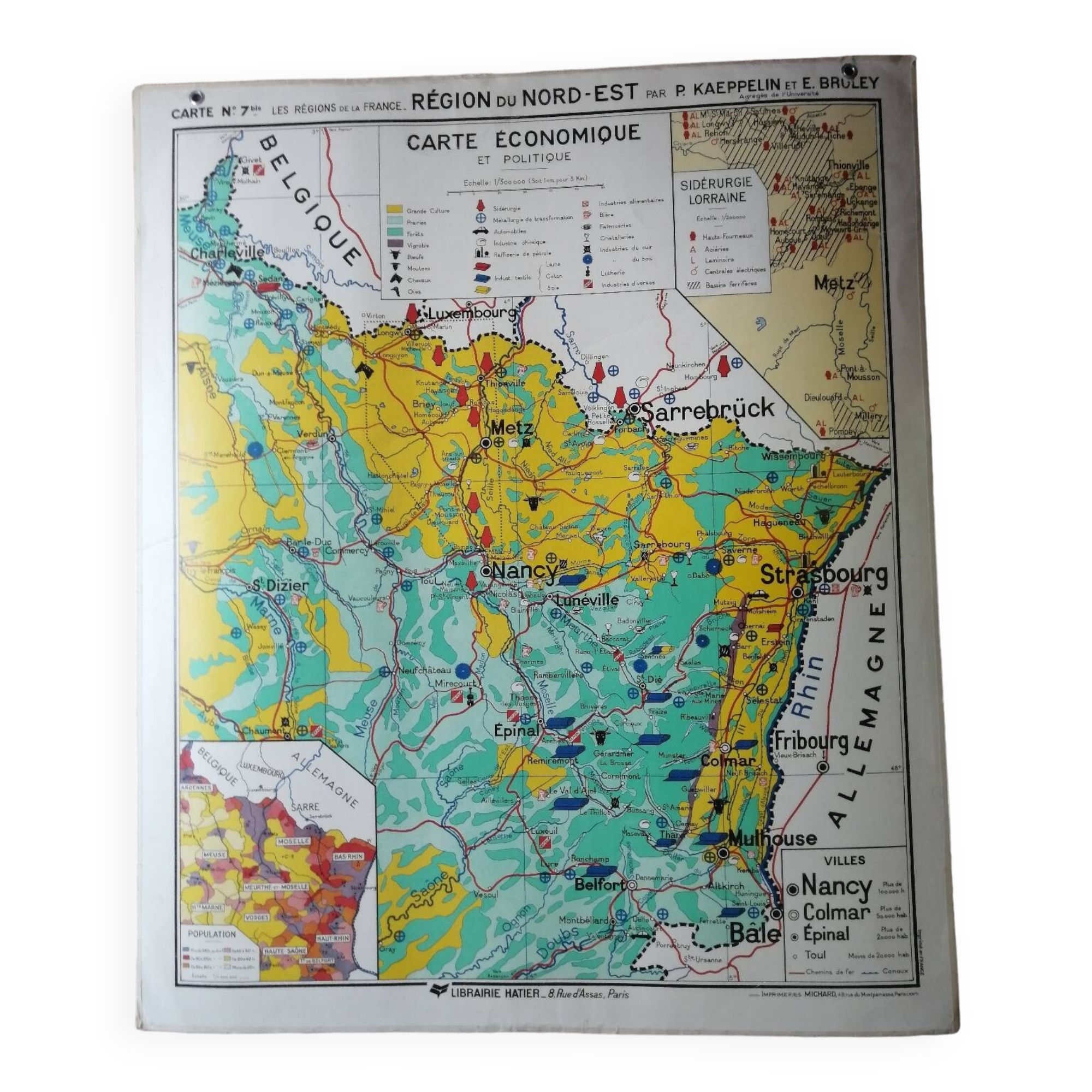 Old school map: France, North-East, Hatier Kaeppelin.