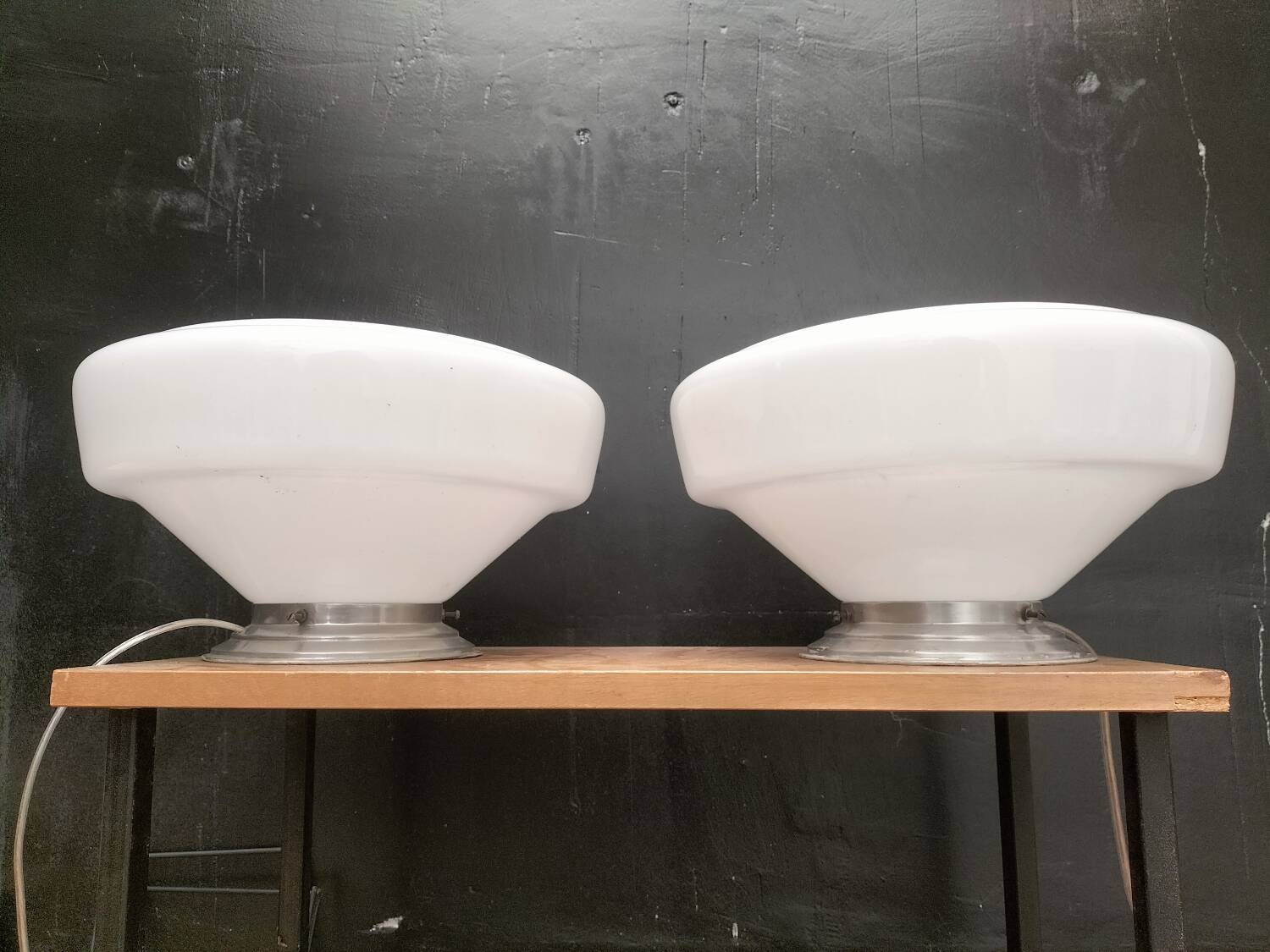 Pair of opaline lamps