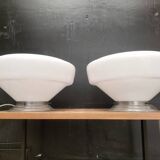 Paire de lampes opaline