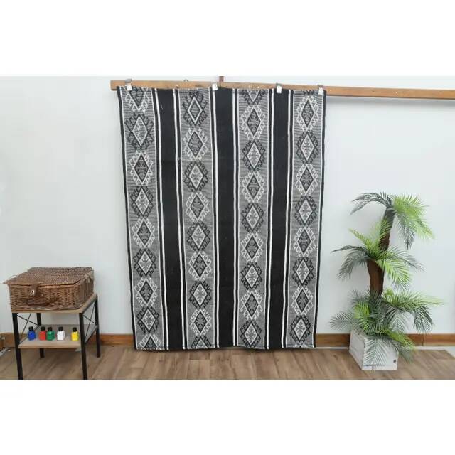 1970s Vintage Turkish Handmade Wool Cotton Gray Kilim Rug 147x197