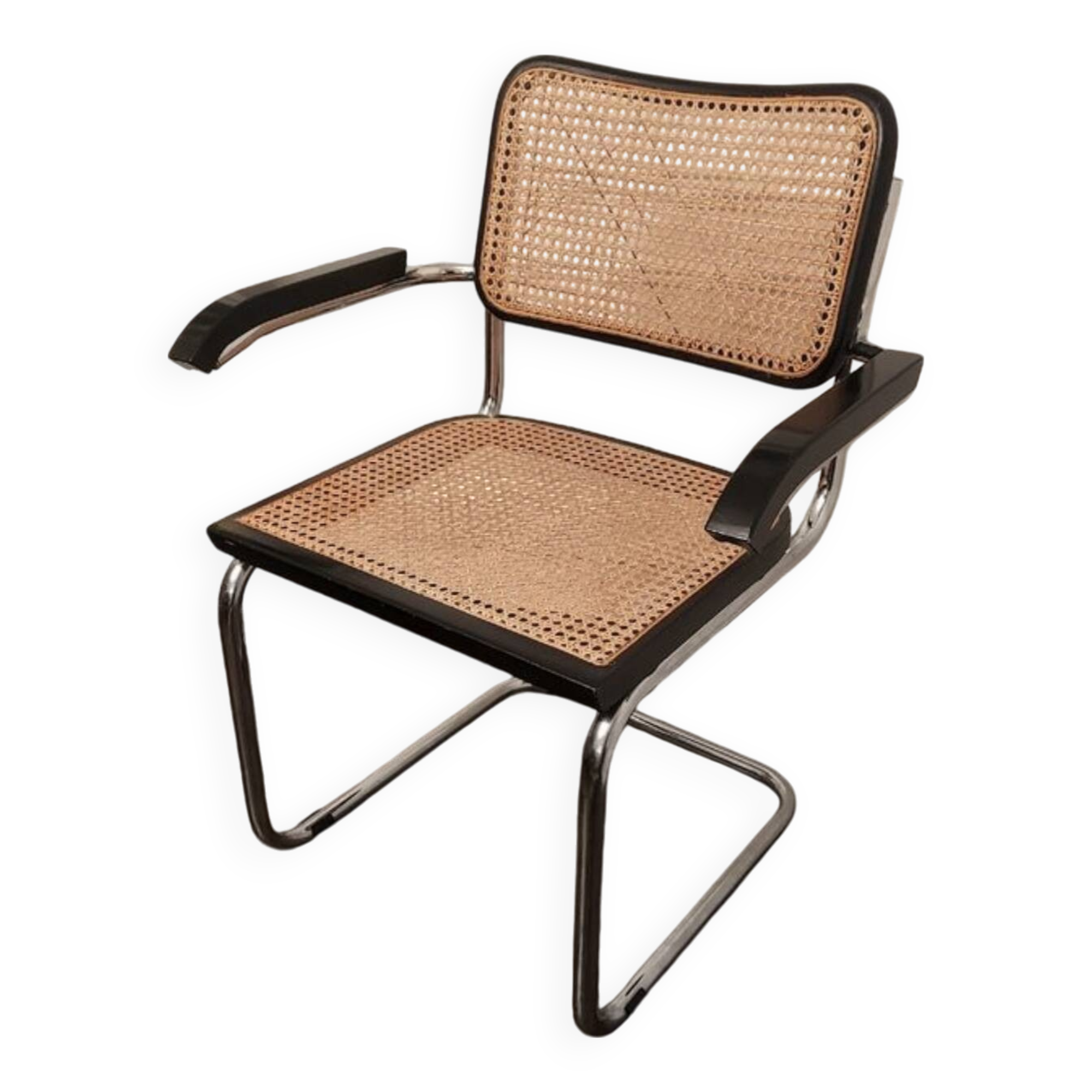 Cesca B64 vintage chair with armrests - Marcel Breuer black Vintage - Made in Italy - 70s