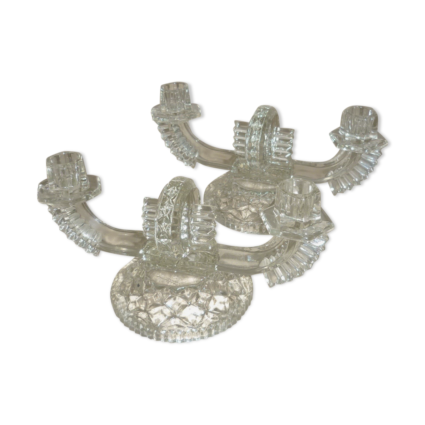 Paire de chandeliers en cristal à 2 bras