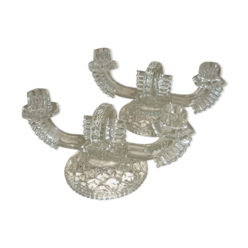Paire de chandeliers en cristal à 2 bras